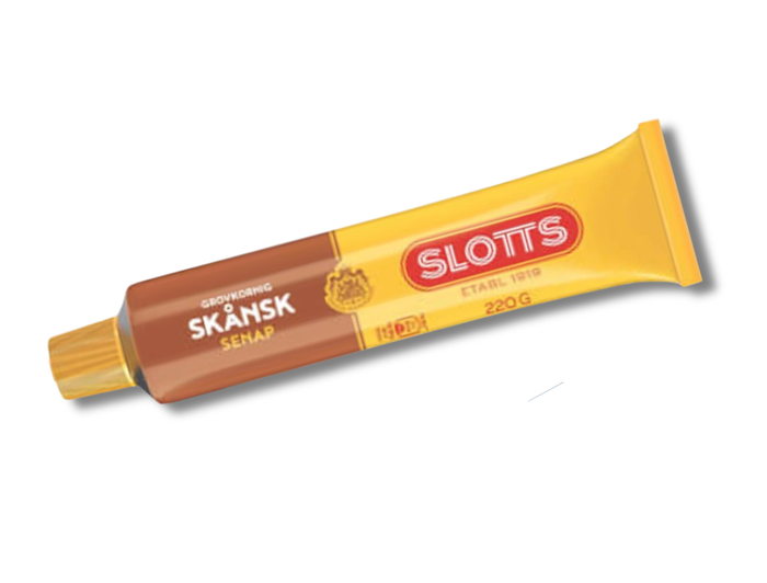 2 Tubes of Slotts Skånsk Senap 220g (7.76 oz) – Authentic Swedish Coarse & Strong Mustard
