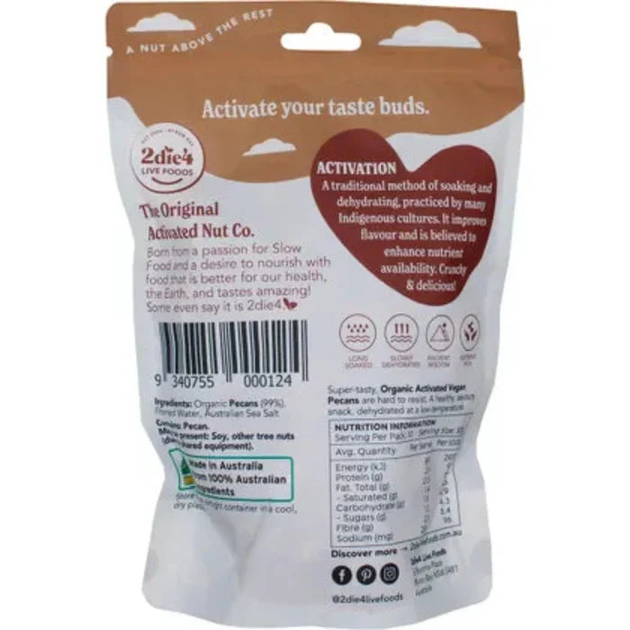 2DIE4 LIVE FOODS Activated Organic Pecans Vegan 300g - L'Organic