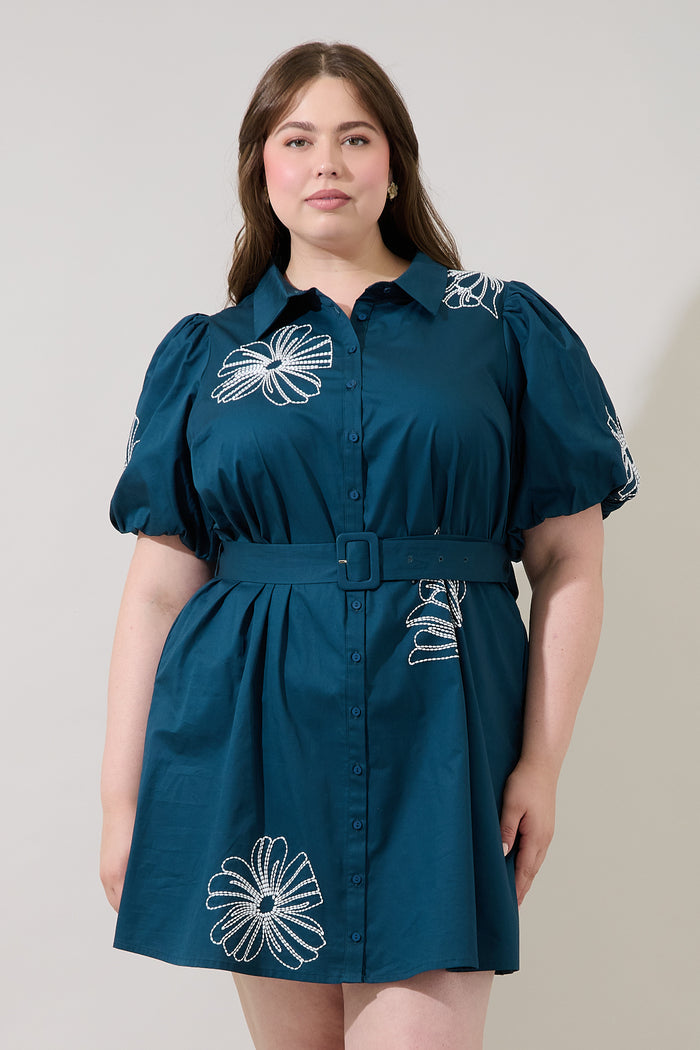 Aurely Embroidery Shirt Mini Dress Curve