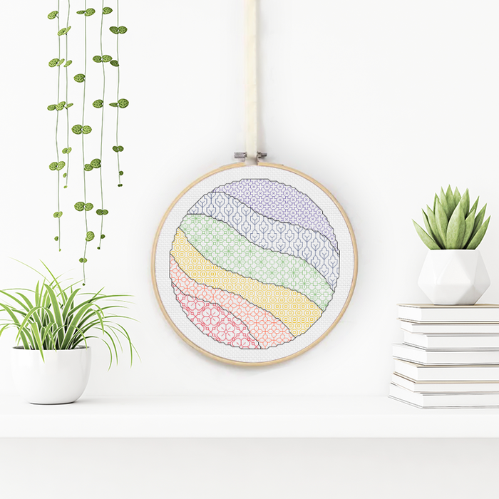 Blackwork Rainbow Circle Blackwork Pattern by Peppermint Purple