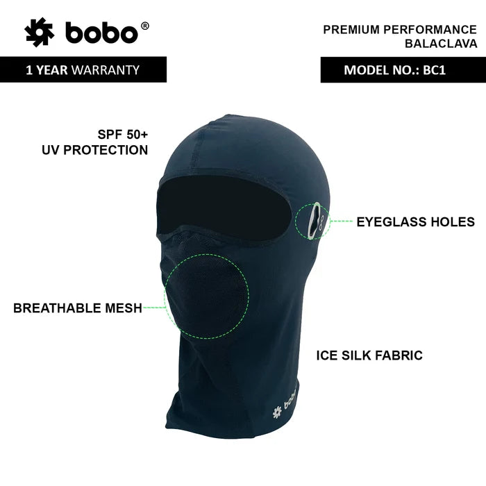 Bobogears Performance Balaclava for Motorcycling and Outdoor Activities
Bobogears BC1 Riding Balaclava with Breathable Mesh and Sun Protection