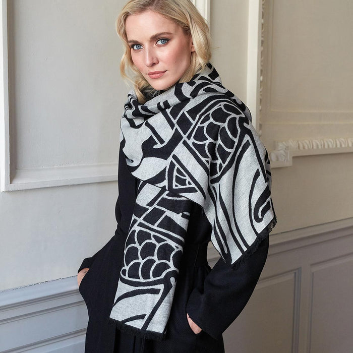 Book of Kells Celtic Reversible Scarf Grey/Black