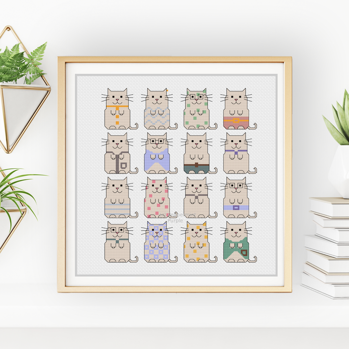 Cats Cross Stitch Pattern by Peppermint Purple