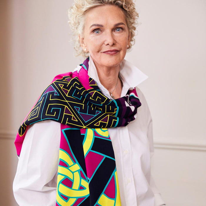 Celtic Elegance Large Scarf - Cerise Pink & Lime