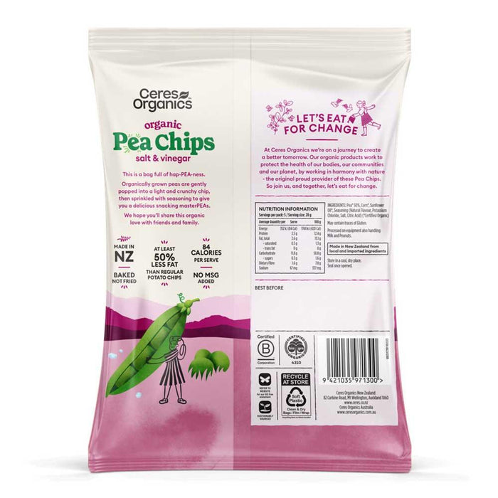 Ceres Organics Pea Chips Salt & Vinegar - 100g - L'Organic