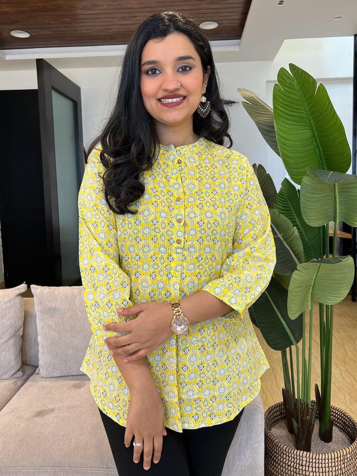 Cotton Short Top- Lime Choti Booti