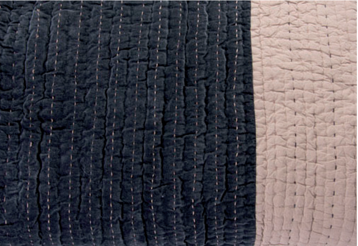 Cotton Velvet - Beige and Blue