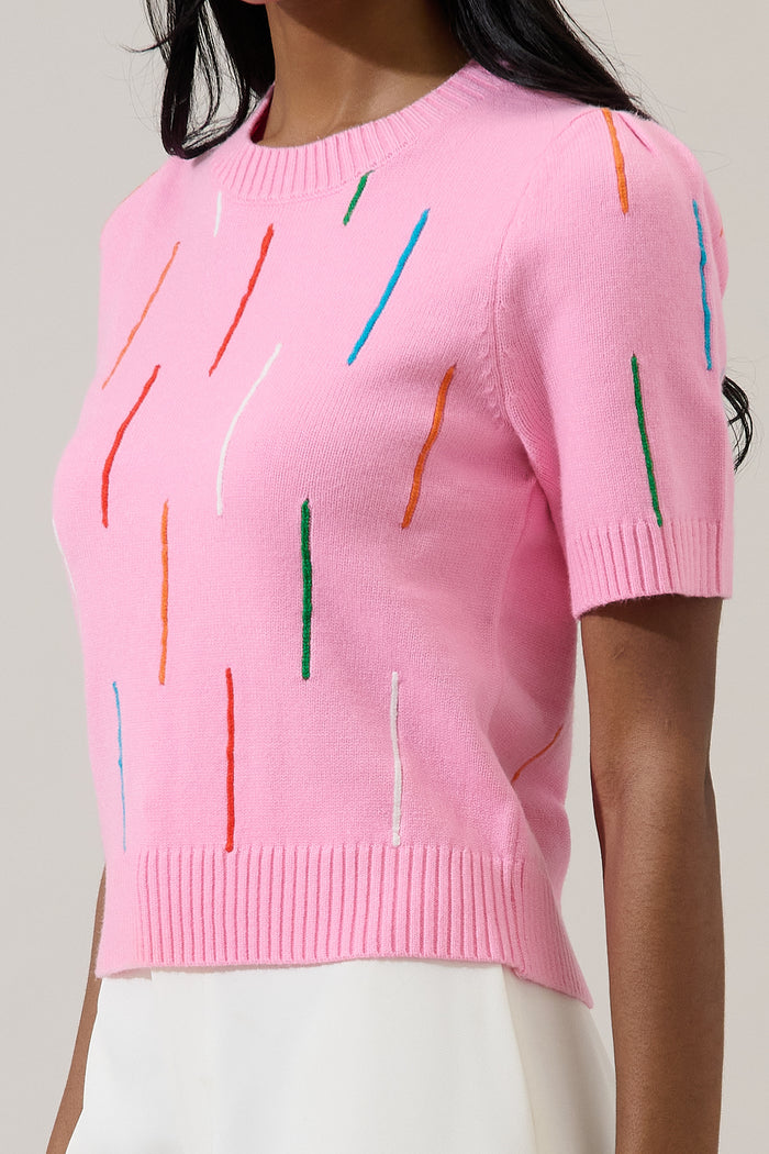 Debora Rainbow Ribbed Sweater Top