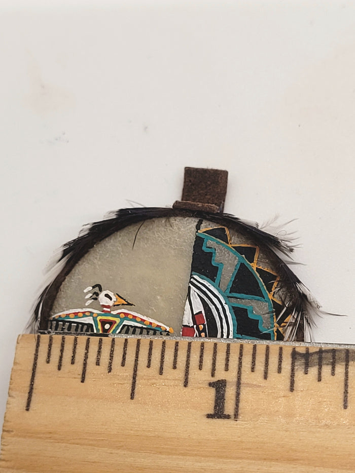 Decorated Tambourine with Feathers and Painting