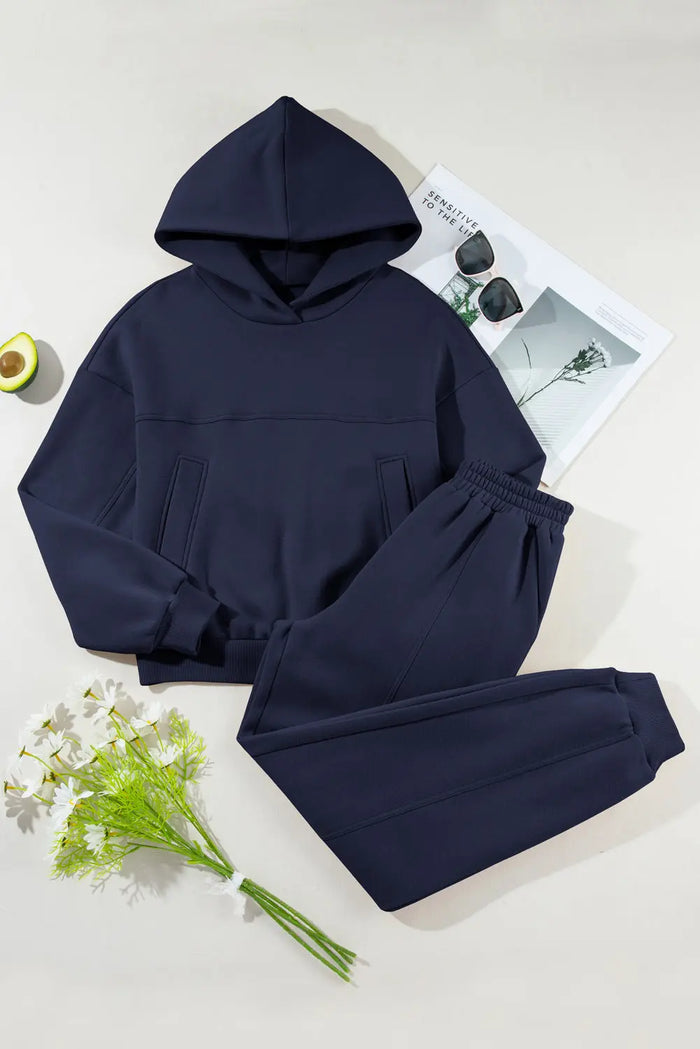 Exposed Seams Hoodie and Joggers Activewear Co-ord Set - Activewear/Activewear Sets