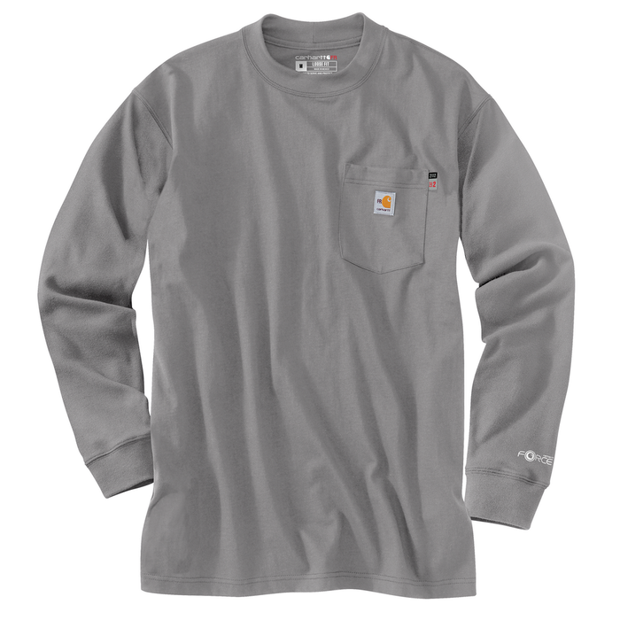 Flame Resistant Force Loose Fit Midweight Long-Sleeve Pocket T-Shirt - APH-Asphalt | Carhartt 100235