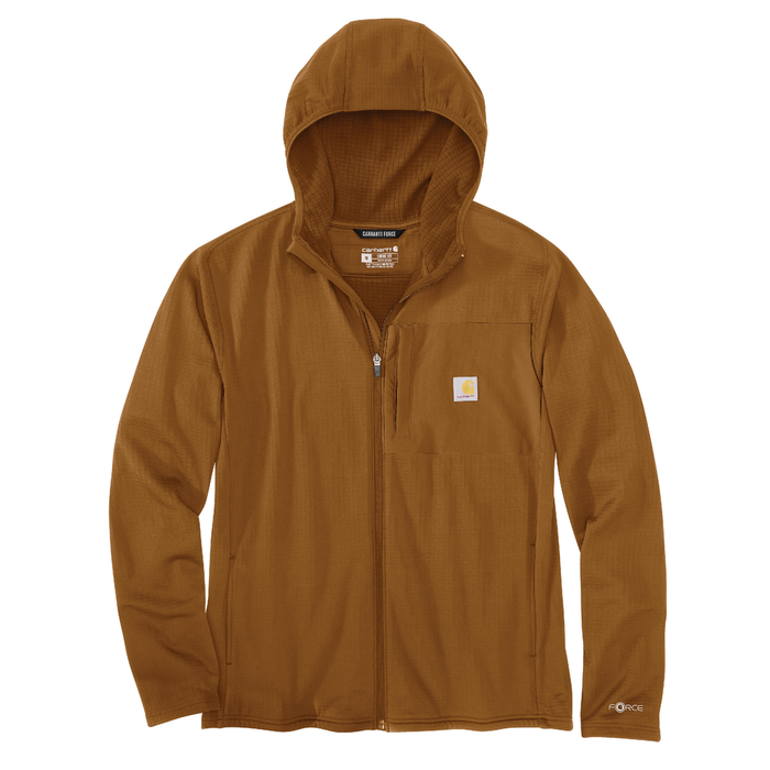 Force Relaxed Fit Full-Zip Long-Sleeve Hooded T-Shirt - BRN-Carhartt Brown | Carhartt 106625