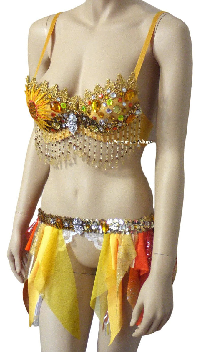 Galaxy Sun Rave Bra and Garter Belt Dance Halloween Costume