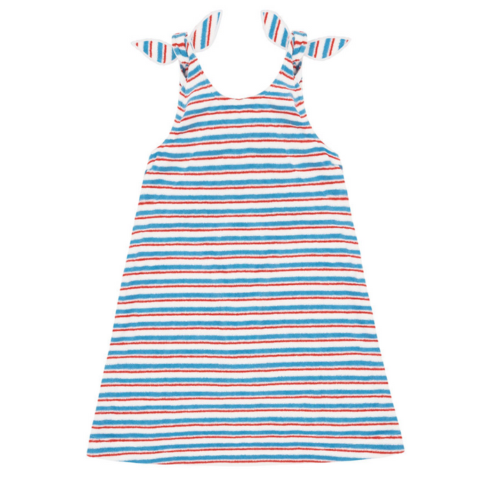 girls jetty stripe french terry tie knot dress