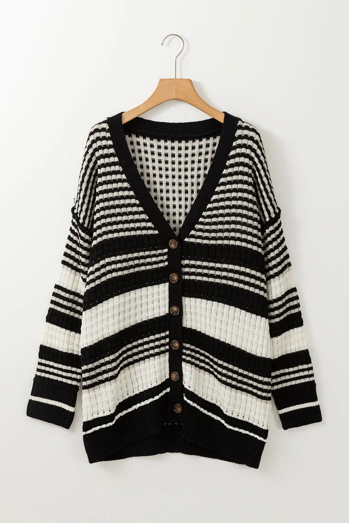 Green Colourblock Textured Knit Buttoned Cardigan - Sweaters & Cardigans/Cardigans