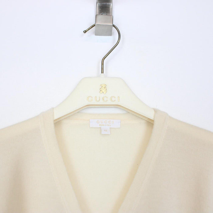 Gucci Cream Silk Cashmere Wool Blend Knit Button Up Cardigan Jumper