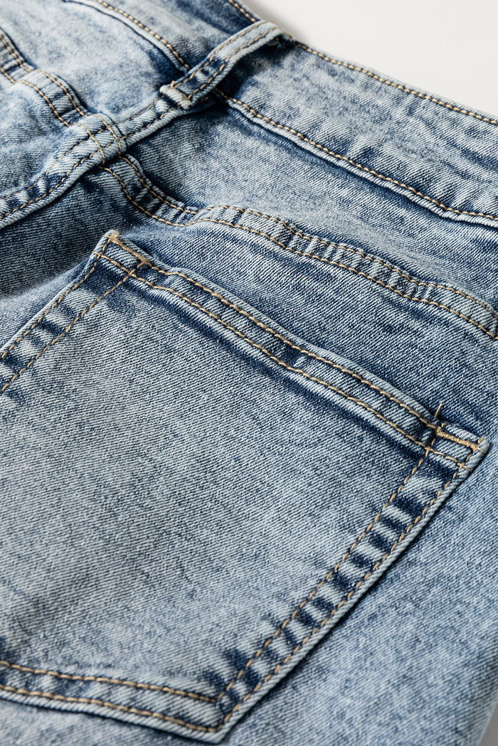 Blue High Rise Button Zip Fly Medium Wash Jeans - Bottoms/Jeans/WideLeg