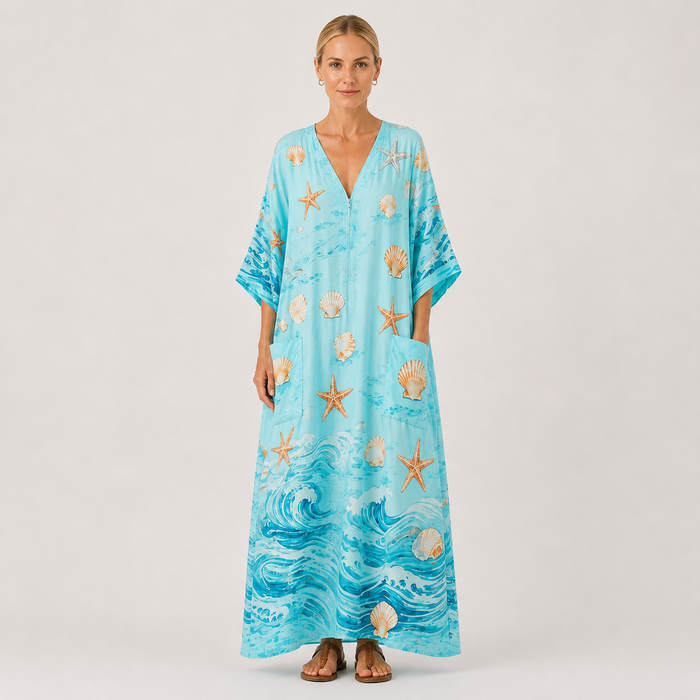 Kaftan Lucía Turquesa Marino