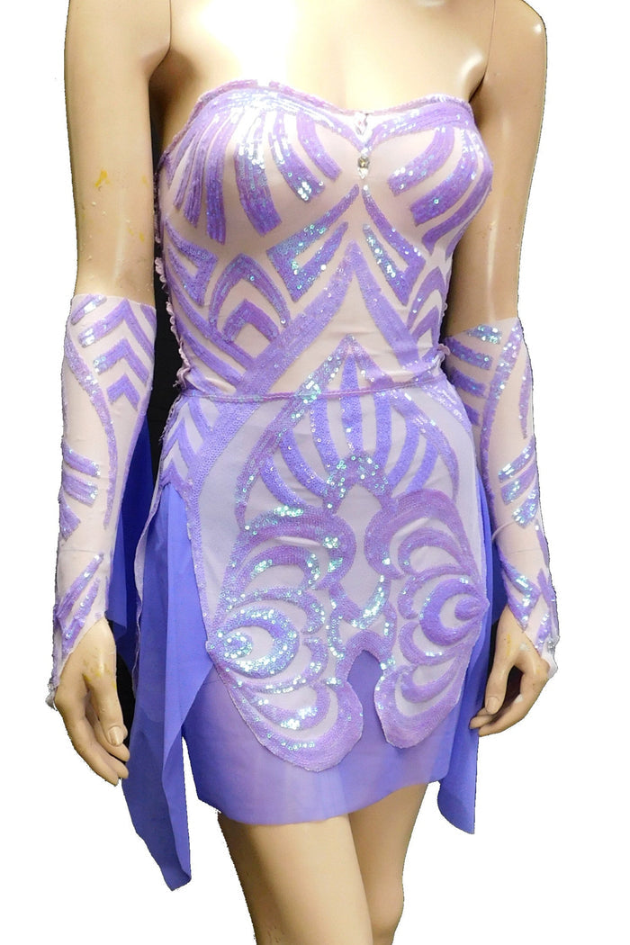Lavender Purple Iridescent Sequins Goddess Nymph Fairy Dress Dance Festival