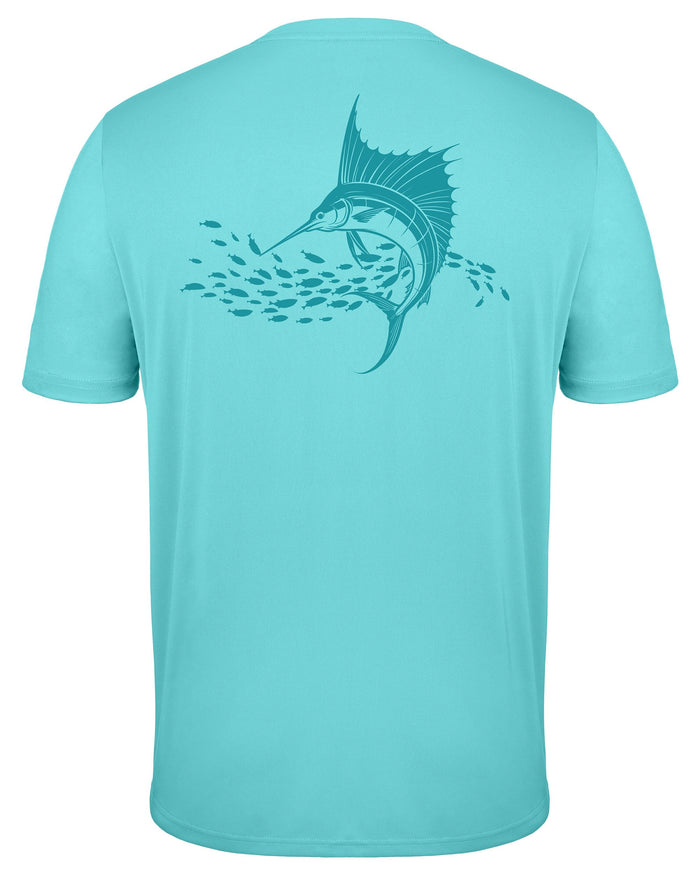 Men's Sun Shirts Short Sleeve, UPF 50+ UV Protection Fishing T-Shirt, Quick Dry Graphic Rash Guard Tee for Swim Surf