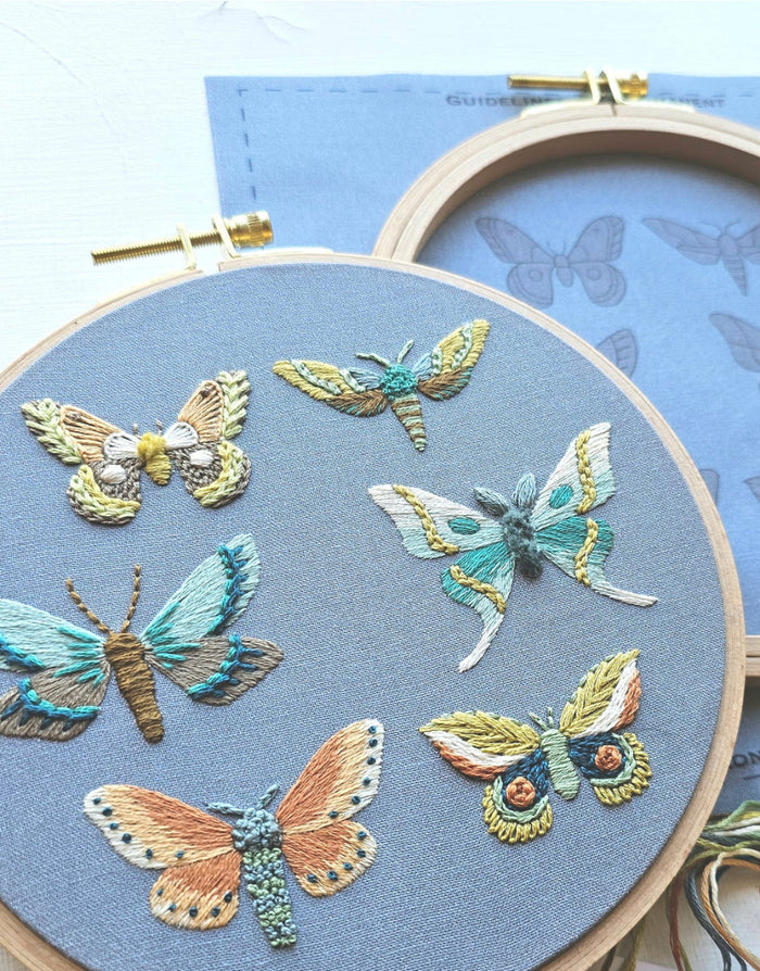 Moth Sampler Embroidery Kit, Jessica Long Embroidery