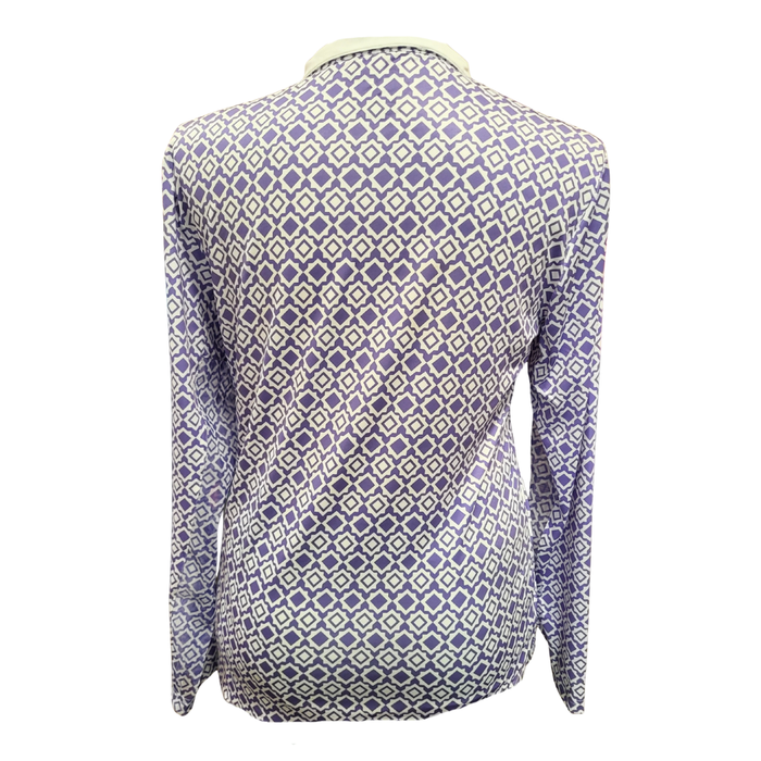New San Soleil Purple & White Long Sleeve Sun Shirt Size L MSP$96