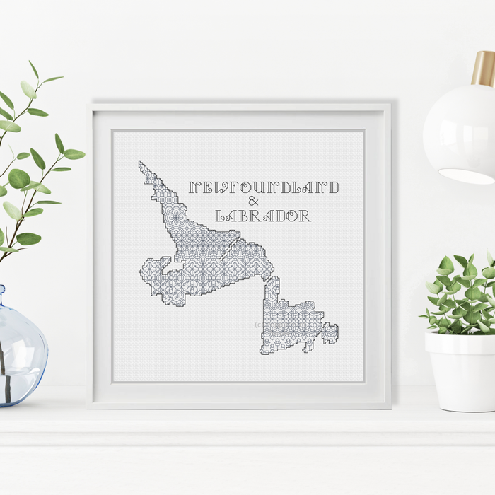 Newfoundland & Labrador Blackwork Pattern by Peppermint Purple