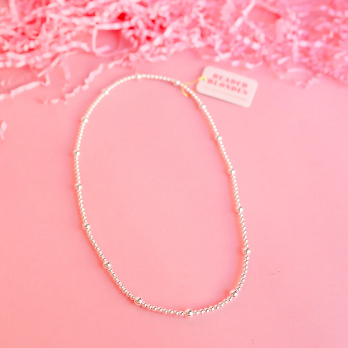 Olive Necklace Silver Beaded