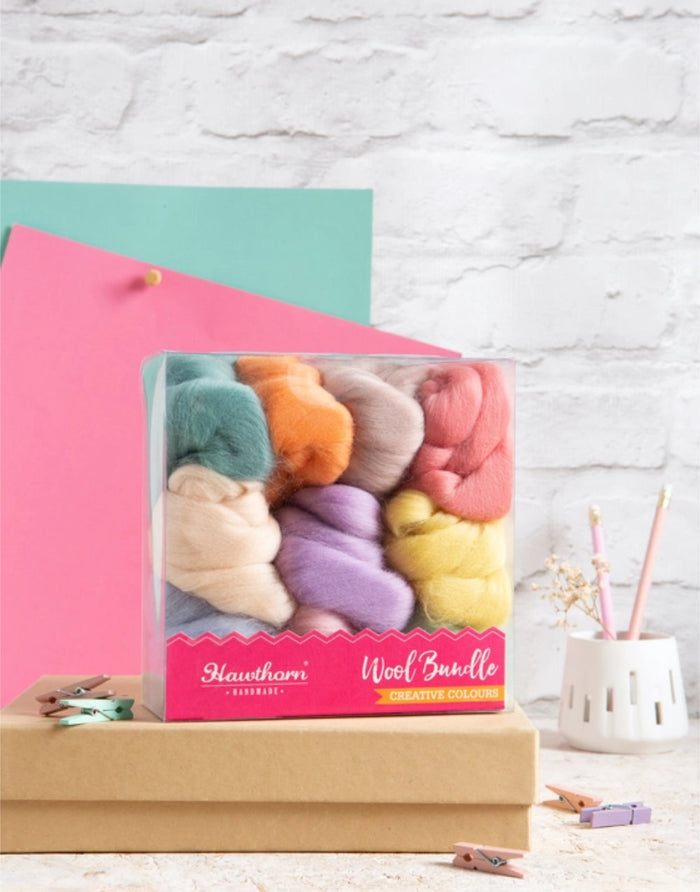 Pastels Wool Bundle for Felting and Fibre Crafts, Hawthorn Handmade