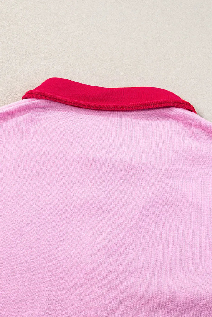 Pink Stripe Colourblock Patchwork Short Sleeve T Shirt Dress - Dresses/T Dresses