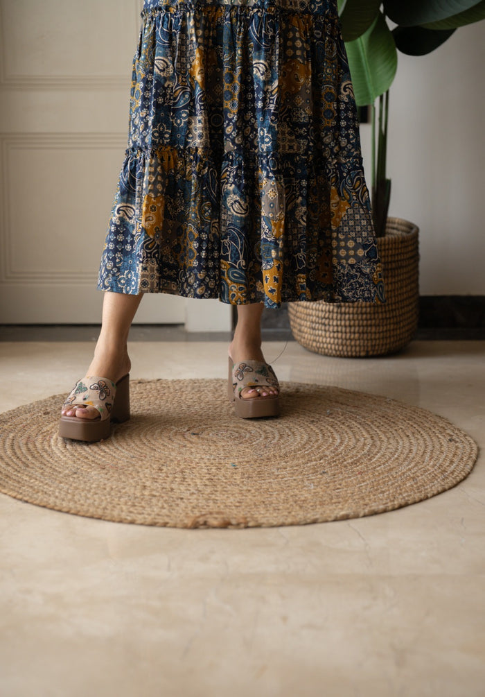 Prisha Tiered Maxi Dress- Blue Mix