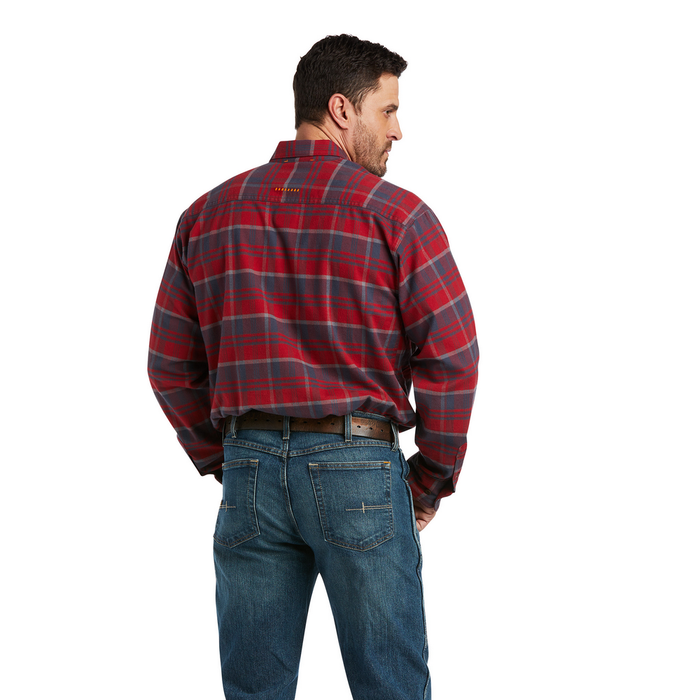 REBAR FLANNEL DURASTRETCH LONG-SLEEVE WORK SHIRT - 600-Red | Ariat 10037410
