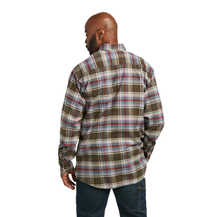 REBAR FLANNEL DURASTRETCH LONG-SLEEVE WORK TOP - 010-Charcoal | Ariat 10037411