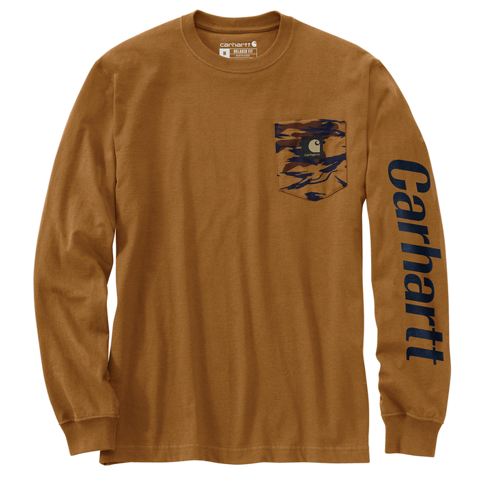 Relaxed Fit Heavyweight Long-Sleeve Pocket Camo Graphic T-Shirt - BRN-Carhartt Brown | Carhartt 106497