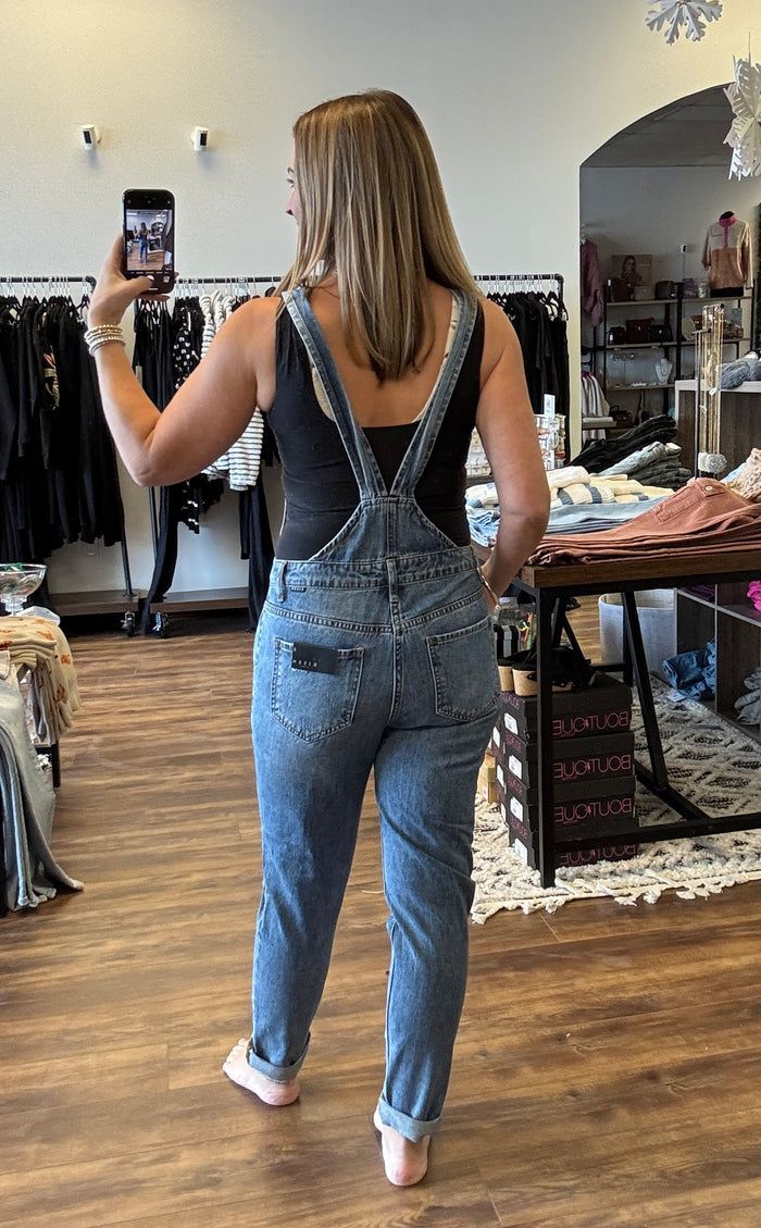 Risen - Distressed Relaxed Fit Overall Jeans