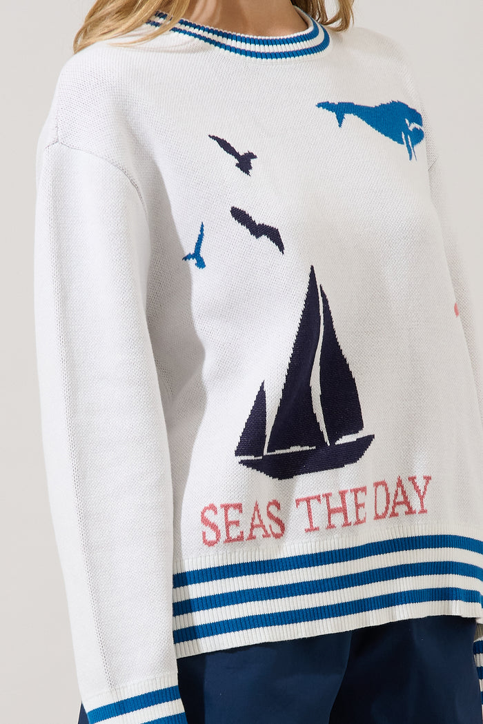 Sea Shore Ribbed Knit Sweater