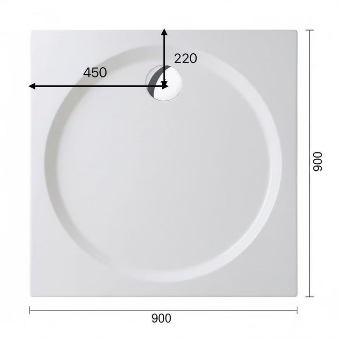 Shower Tray - Square Series Side Hole Option 2 Side Upstand