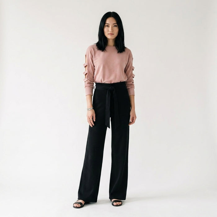 Slit Sleeve Sweatshirt & NYC Pants Outfit