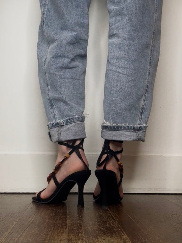 STRAPPY BEAD HEEL