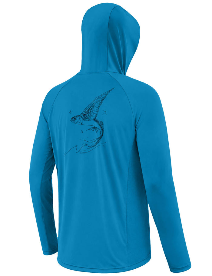 UPF 50+ Fishing Hoodie for Men, Long Sleeve UV Protection Sun Shirt with hood Mask, Hooded Shirts for Outdoor Hiking