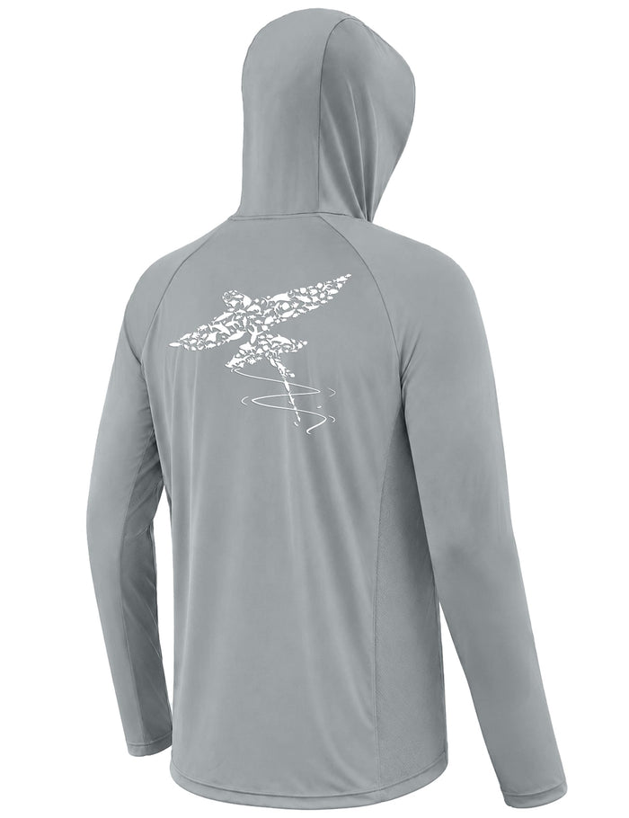 UPF 50+ Fishing Hoodie for Men, Long Sleeve UV Protection Sun Shirt with hood Mask, Hooded Shirts for Outdoor Hiking