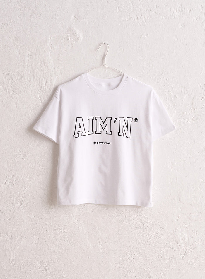 WHITE COLLEGE BOXY T-SHIRT