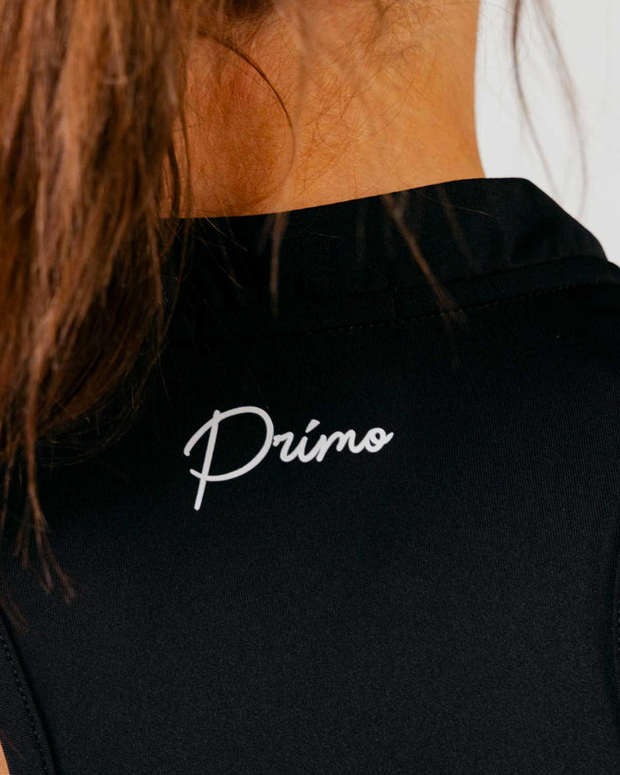 Women's Black Cursive Sleeveless Polo