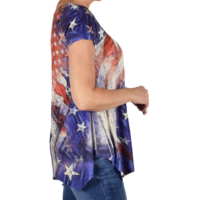 Women's Made in USA Rhinestones Stars and Stripes T-Shirt - The Flag Shirt