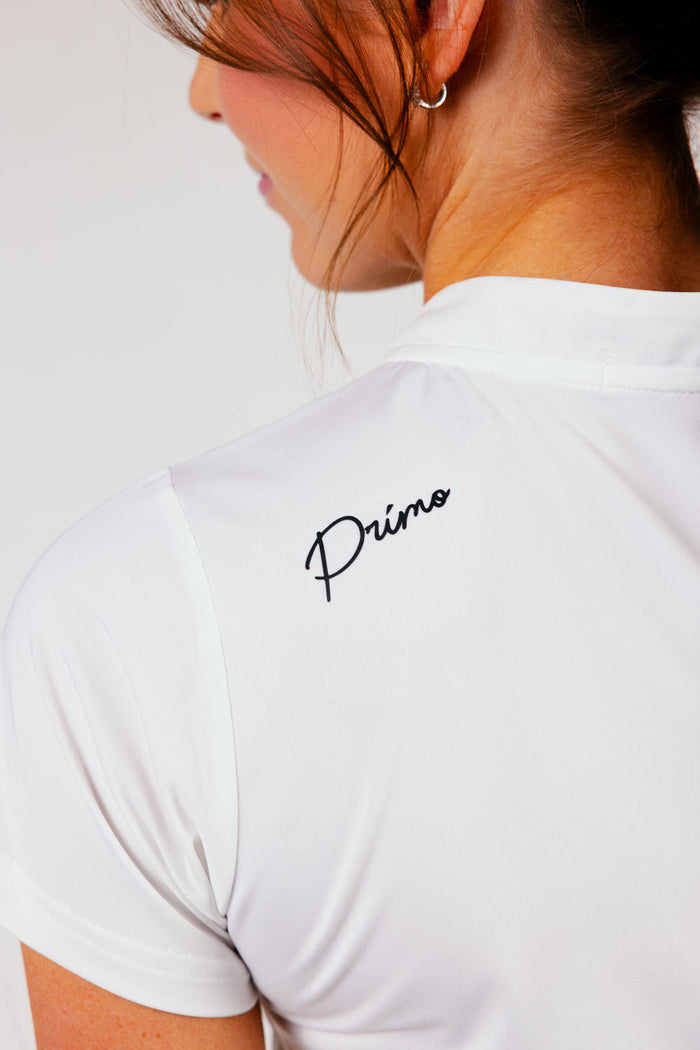 Women's White Cursive Blade Polo
