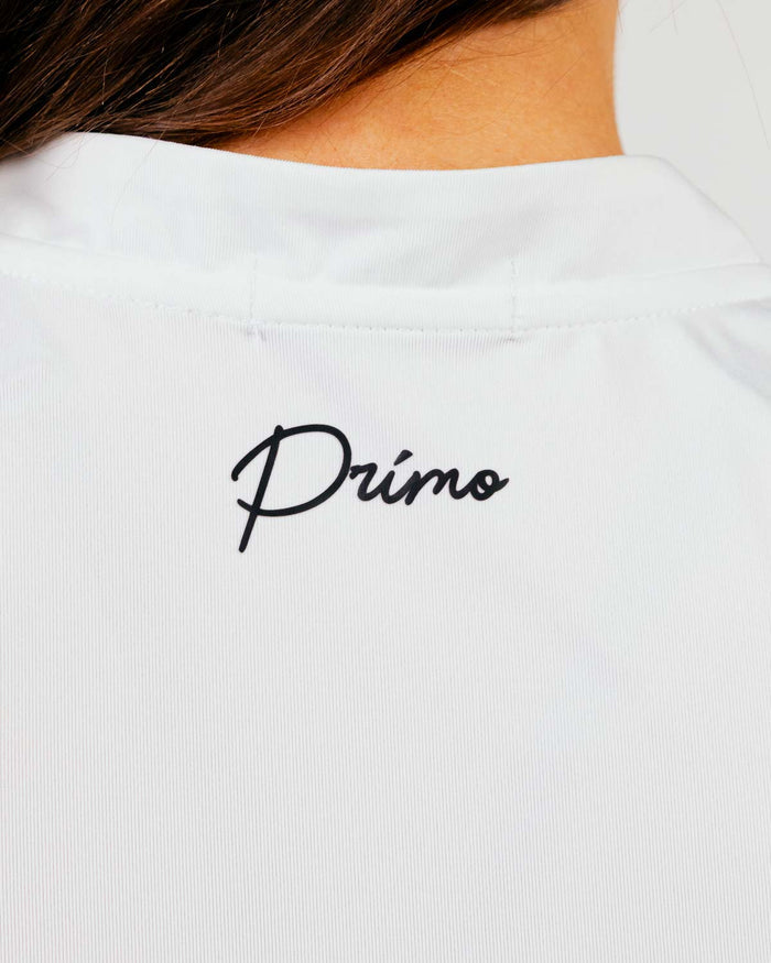 Women's White Cursive Sleeveless Polo