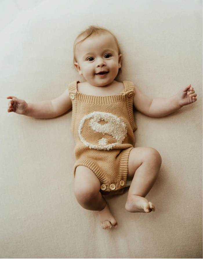 Yin & Yang Knitted Romper - Fawn