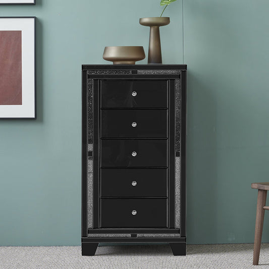 5 Drawers Crushed Diamond Front Mirrored Tallboy