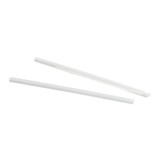 8" Individually Wrapped Super Jumbo White Plastic Straws