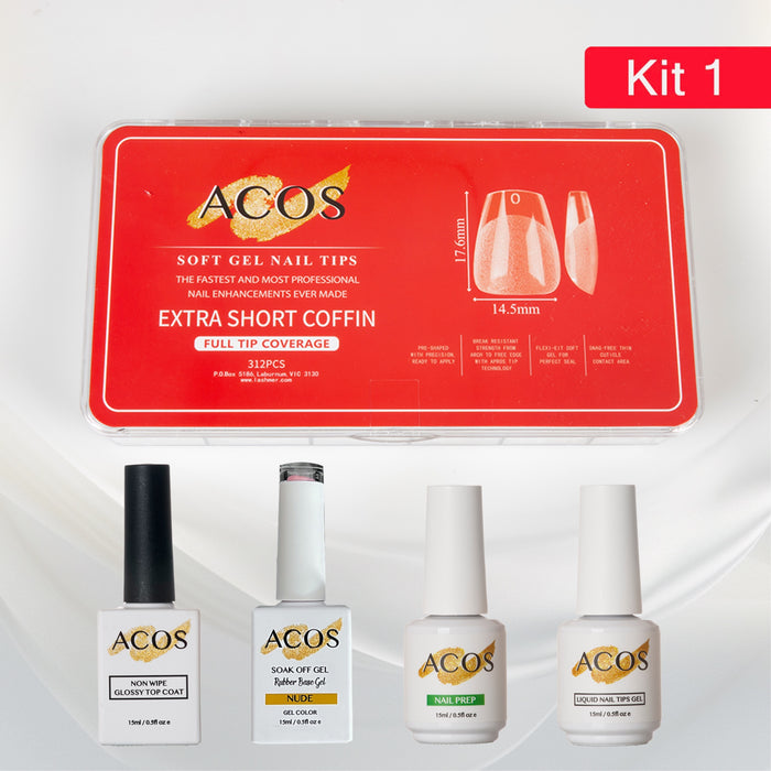 ACOS Soft Gel Press On Nail Kit (Rubber base Gel) - Lashmer